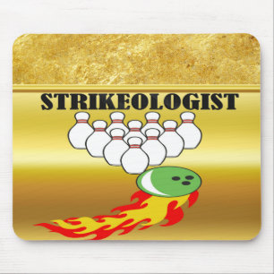 Bowling stift och boll med ord STRIKEOLOGIST Musmatta