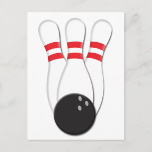 Bowling Stift och Boll Vykort