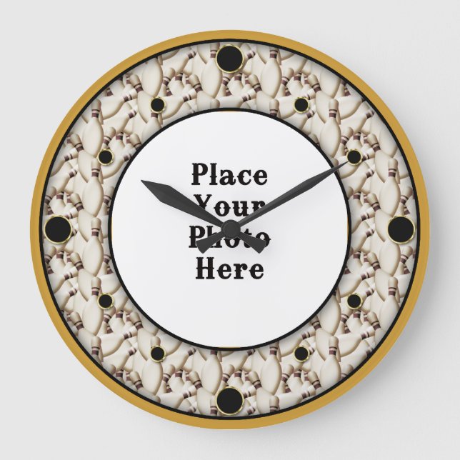 Bowling Stift Ram Din fotvägg lås Stor Klocka (Framsida)