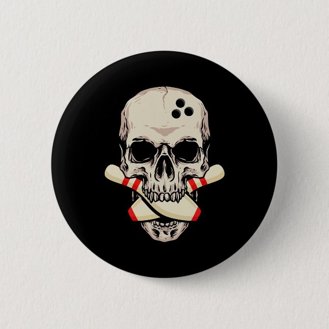 Bowling Stift Retro Skull Skeleton HuvudBowling Ba Knapp (Framsida)