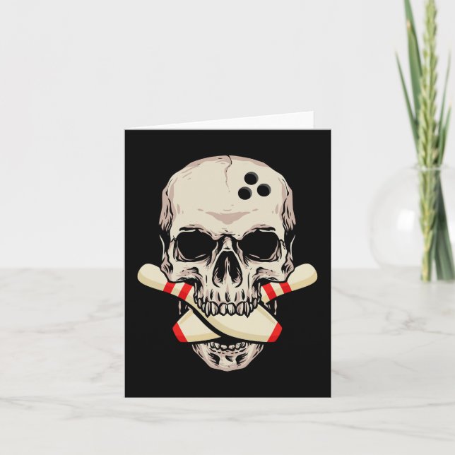 Bowling Stift Retro Skull Skeleton HuvudBowling Ba Kort (Framsida)
