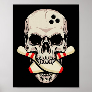 Bowling Stift Retro Skull Skeleton HuvudBowling Ba Poster