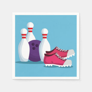Bowling stift söt bowling temat födelsedagsfest pappersservett