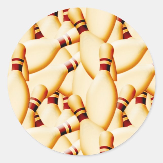 Bowling Stift Stickers Runt Klistermärke (Framsida)