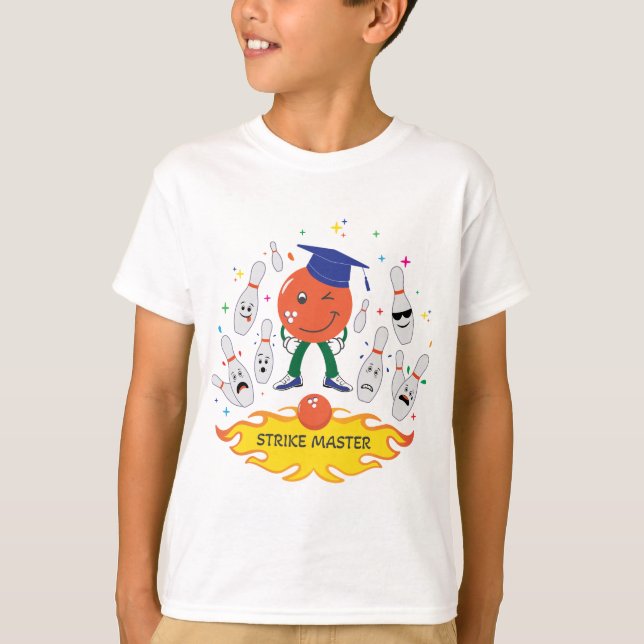 Bowling Strike Kid T-Shirt - Vit (Framsida)