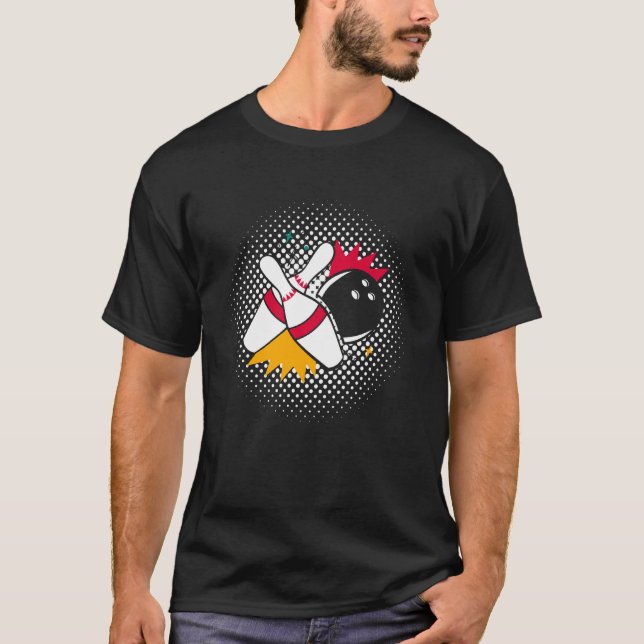 Bowling Strike Retro Pop Rollig Sport Grafik T Shirt (Framsida)