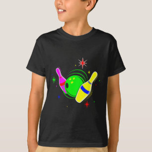 Bowling T Shirt 80s Retro Neon Sign Strejka Bowlin