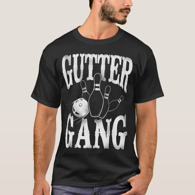 Bowling Team Gutter Gang T Shirt (Framsida)