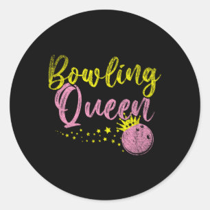 Bowling Team Queen Women Flickls Kids Gift Bowling Runt Klistermärke
