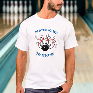 Bowling Team Shirt - Strejka Logotyp & Player Namn T