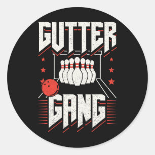 Bowling Team Stift Strejkas Gutter Gang Gang Runt Klistermärke