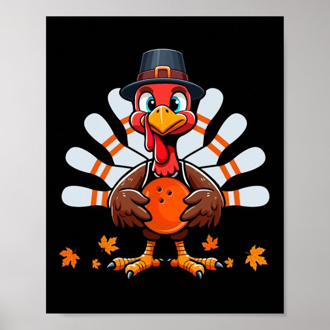 Bowling Thanksgiving Costume Turkey Matching Playe Poster (Framsidan)