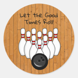 Bowling Thned Födelsedagsfest Runt Klistermärke