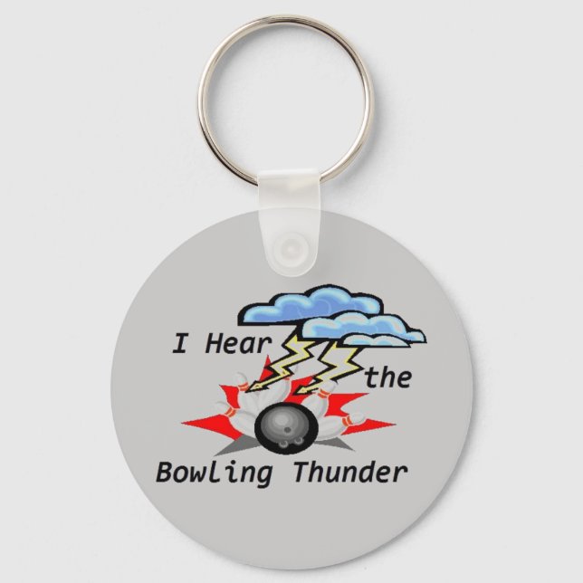 Bowling Thunder Grått Keychain Nyckelring (Framsida)