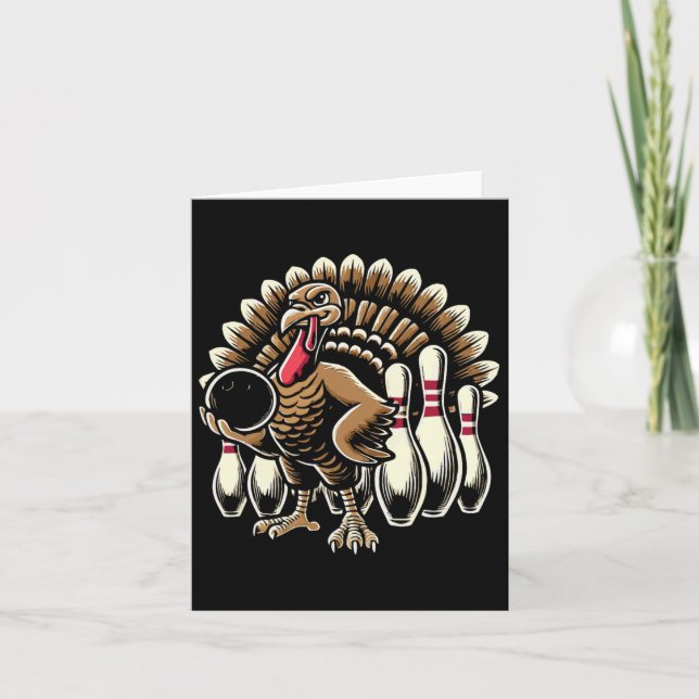 Bowling Turkey Thanksgiving Thanksgiving Day Turke Kort (Framsida)