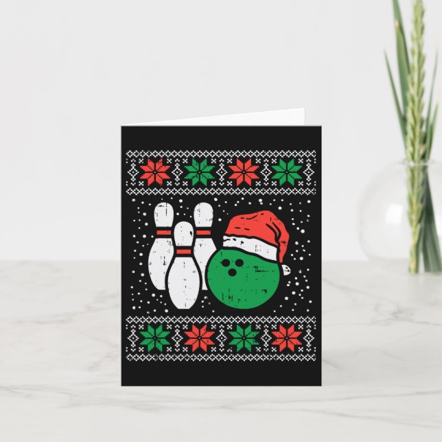 Bowling Ugly jul Sweater Sport Bowls Julafton Me Kort (Framsida)