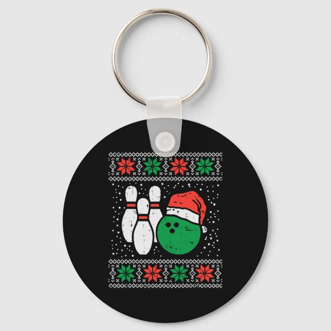 Bowling Ugly jul Sweater Sport Bowls Julafton Me Nyckelring (Framsida)