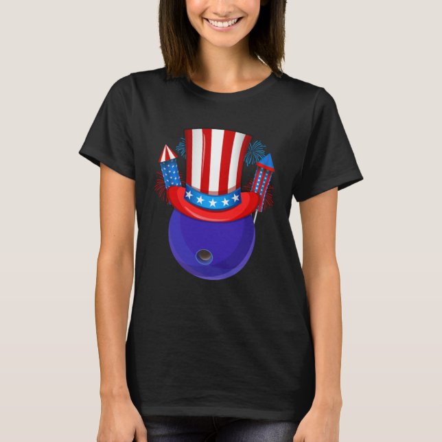 Bowling Uncle Sam American Flag Fireworks 4th of J T Shirt (Framsida)