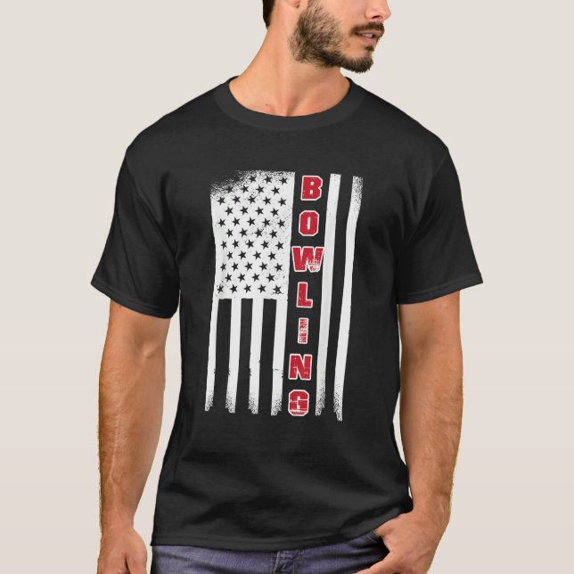 Bowling USA flag bowling team bowling ball T Shirt (Framsida)