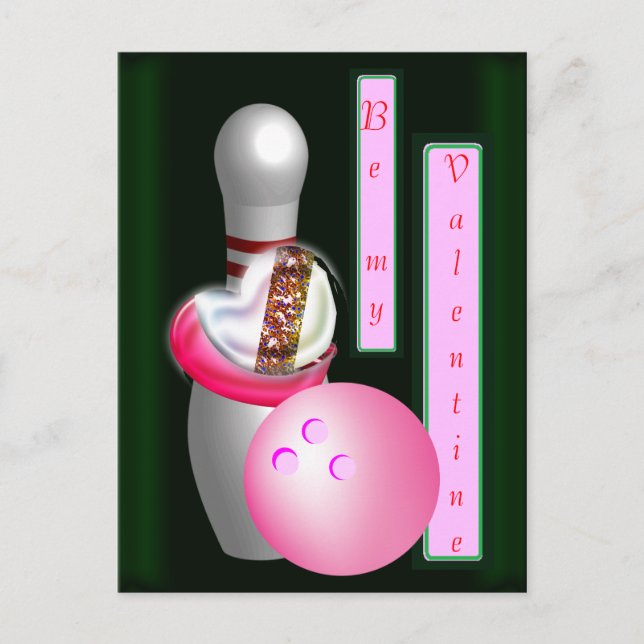 Bowling Valentine Helg Vykort (Framsida)