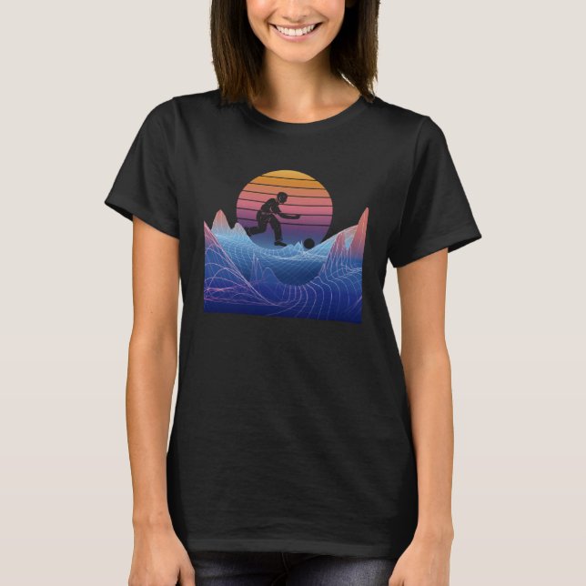 Bowling Vaporwave Sunset Bowling Pin Bowler Bowlin T Shirt (Framsida)