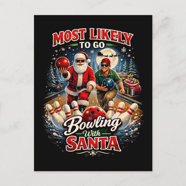 Bowling with Santa Vykort (Framsida)