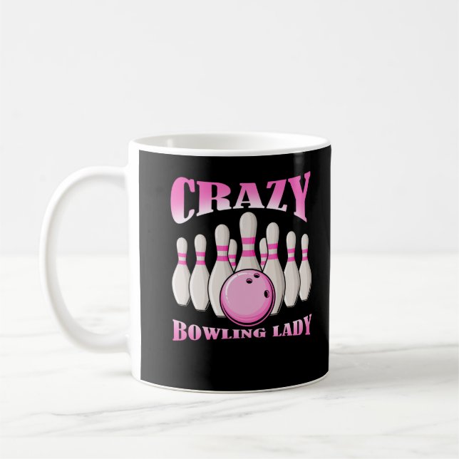 Bowling Woman Female Cute Bowlareare Dam Kaffemugg (Vänster)