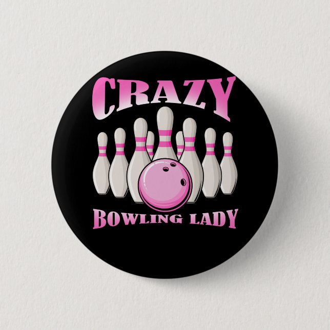 Bowling Woman Female Cute Bowlareare Dam Knapp (Framsida)