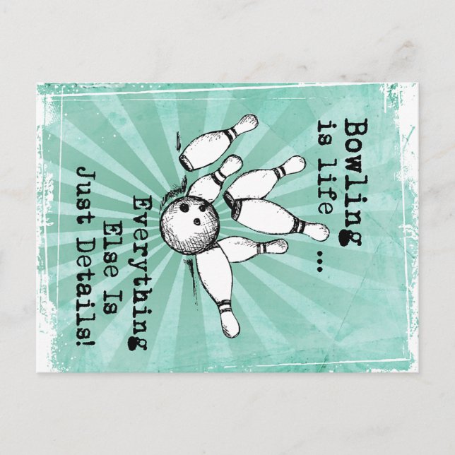 Bowlingälskare present, rolig bowlingspelare prese vykort (Framsida)