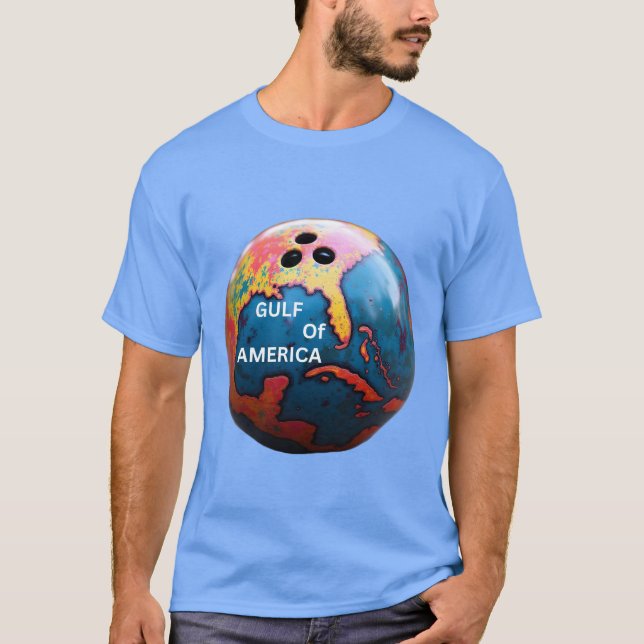 Bowlingboll med golfbanefärger i Amerika färgrik T Shirt (Framsida)