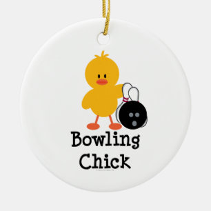 Bowlingchickprydnad Julgransprydnad Keramik