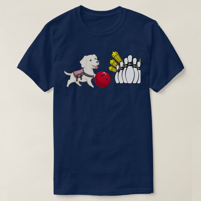 BowlingCute Hund spelar bowling roligt T Shirt (Design framsida)