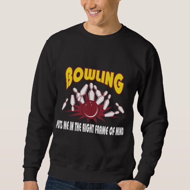 Bowlingen sätter mig i den högra sinnesstämningen lång ärmad tröja (Framsida)