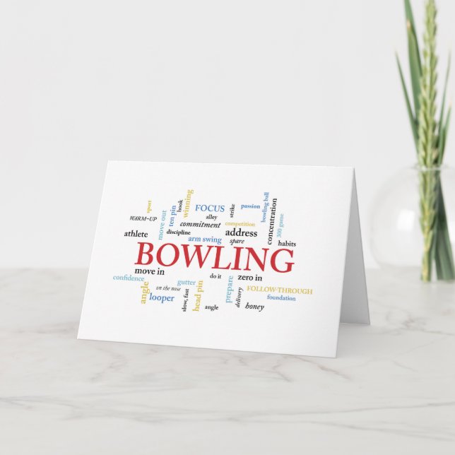 Bowlingfödelsedag med ord kort (Framsida)