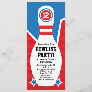 Bowlingfödelsedagsfest inbjudan med klämmer fast