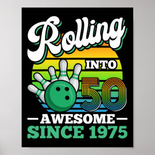 Bowlingfödelsedagsfest Rullar In I 50 År 50-årsdag Poster