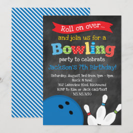Bowlingfödelsedagsfest - svart tavla inbjudningar
