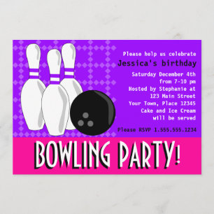 Bowlingfödelsedagsfestinbjudan - rosor och lilor inbjudningar