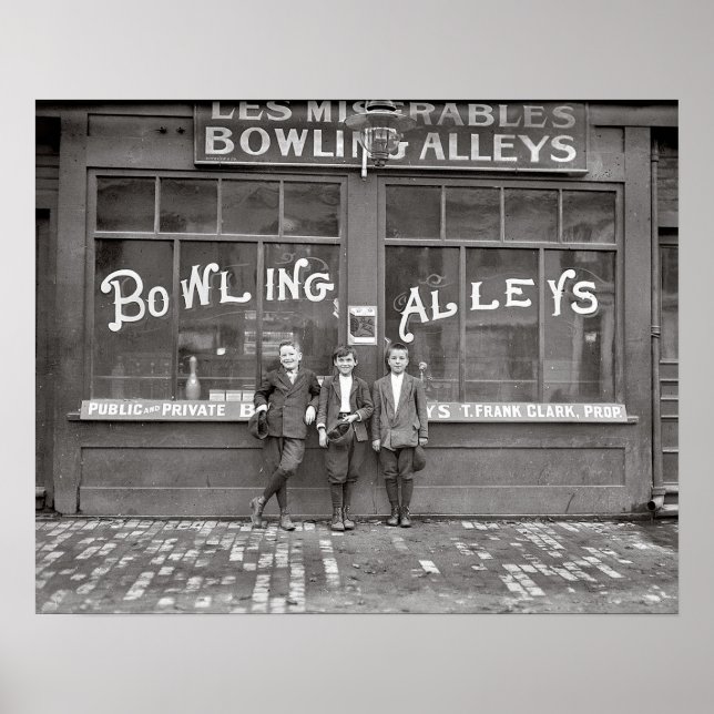 Bowlinghall, 1911. Gammalt foto Poster (Framsidan)