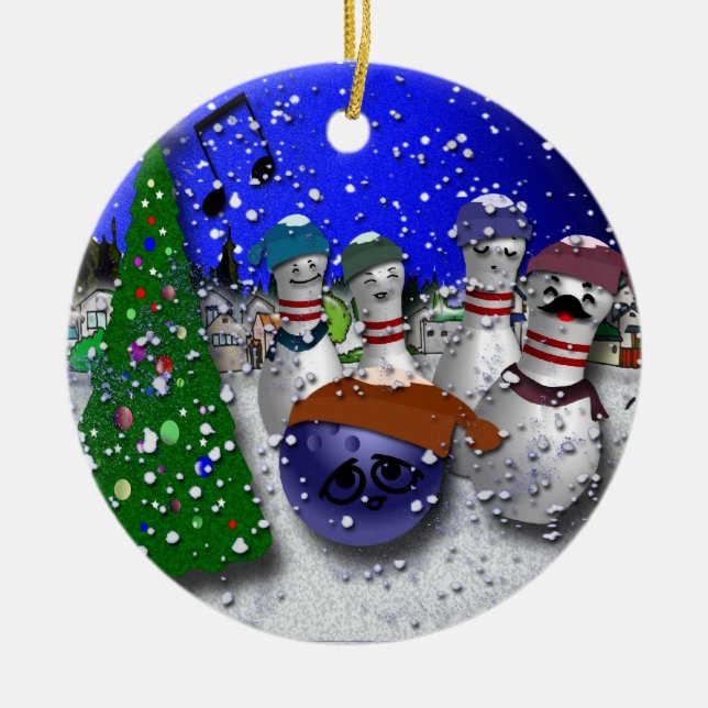 Bowlingjulsång Julgransprydnad Keramik (Framsidan)