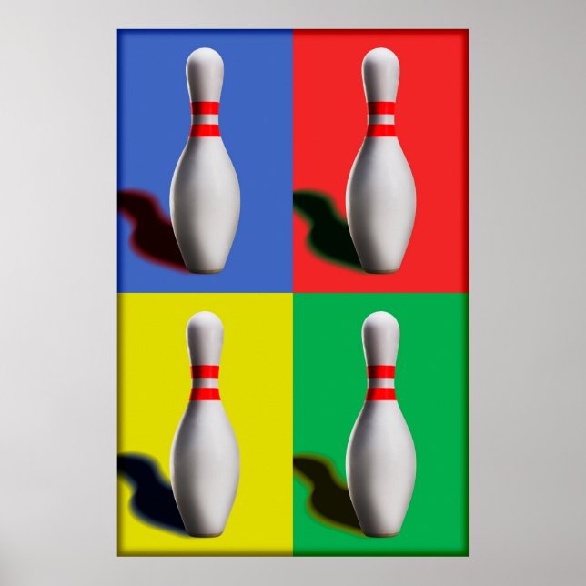 Bowlingkäglor Vägg Pop Art Design Poster (Framsidan)