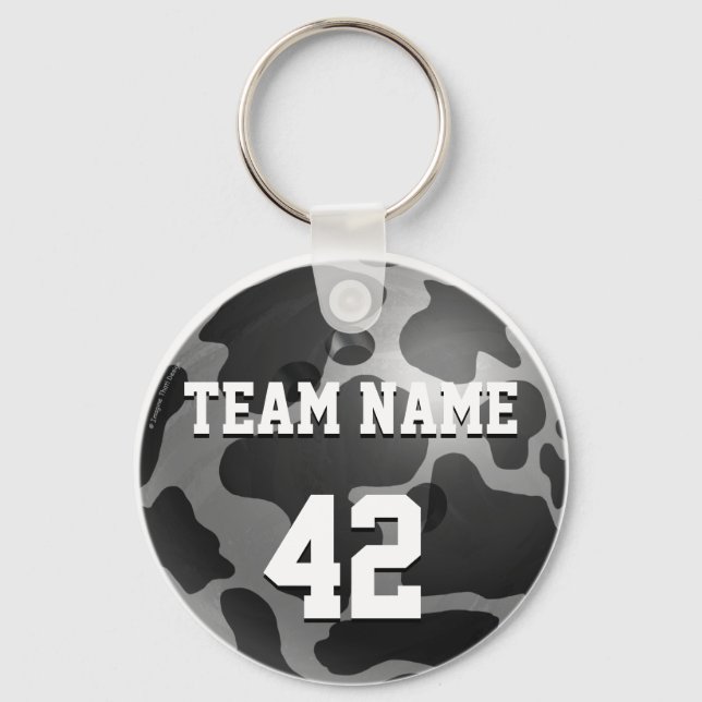 Bowlingklot Ko Grå Nyckelring (Framsida)