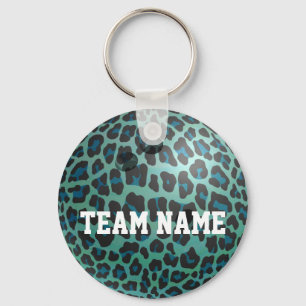 Bowlingklot Leopard Turkos Nyckelring