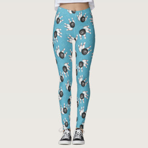 Bowlingklot- och för stiftmönsterblått damasker leggings