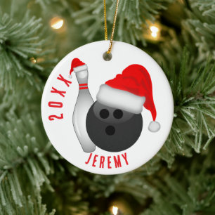 Bowlingklot och kägel jul julgransprydnad keramik