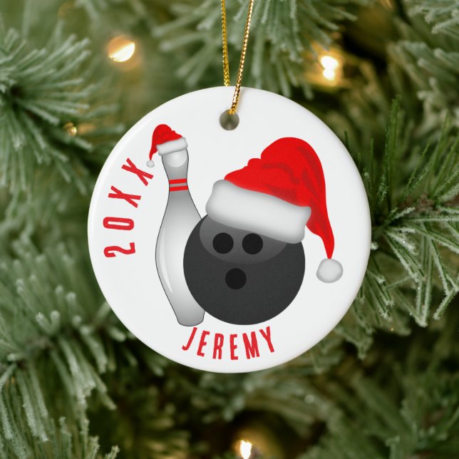 Bowlingklot och kägel jul julgransprydnad keramik (Träd)