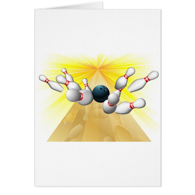 Bowlingklot som slår stift hälsningskort (Framsidan)