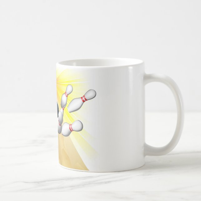 Bowlingklot som slår stift kaffemugg (Höger)