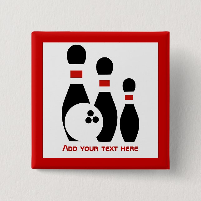 Bowlingklotet och stift svärtar rött knapp (Framsida)