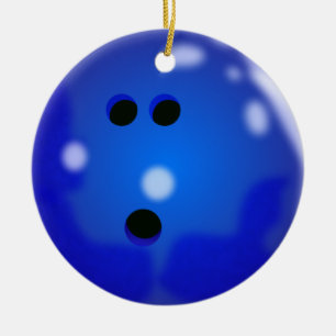 Bowlingklotprydnad (blått) julgransprydnad keramik